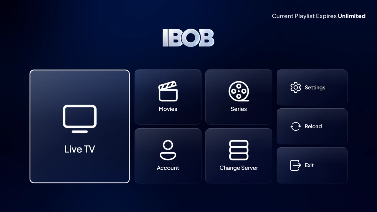 IBOB Player home screen